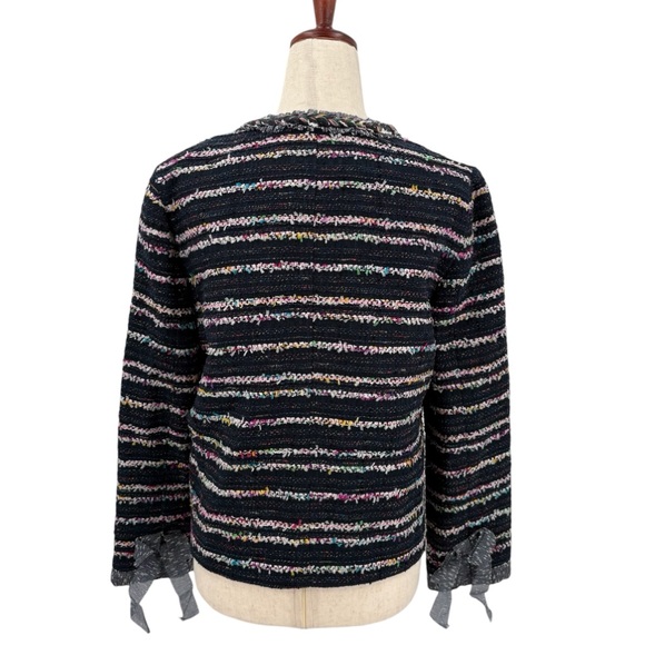 J. Crew Tweed Lady Jacket Blazer with Ties Cropped Navy Blue Pink 4 New with Tag - Picture 3 of 12